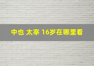 中也 太宰 16岁在哪里看